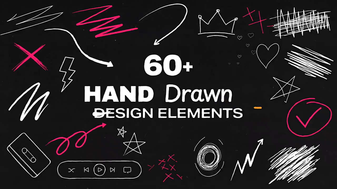 AE模板-60种手绘线条图形涂鸦动画 Hand Drawn Doodle Animation Pack-1