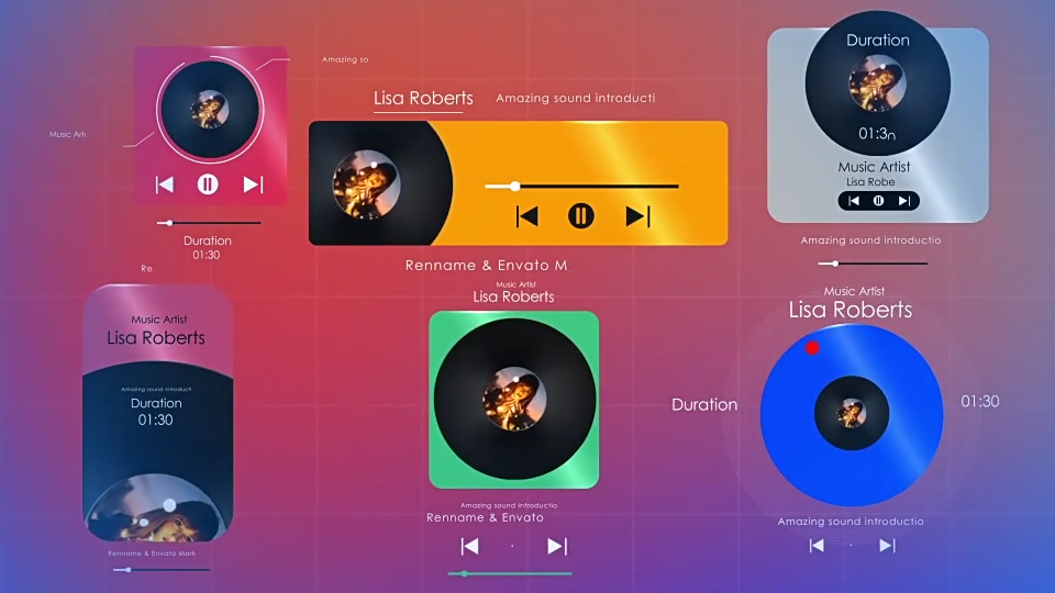 AE模板-6组精美简洁音乐播放器元素动画-1 AE模板-6组精美简洁音乐播放器元素动画-1