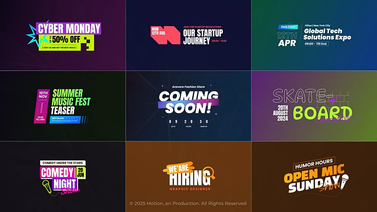 AE/PR模板-50组现代流行宣传海报文字排版动画预设-1