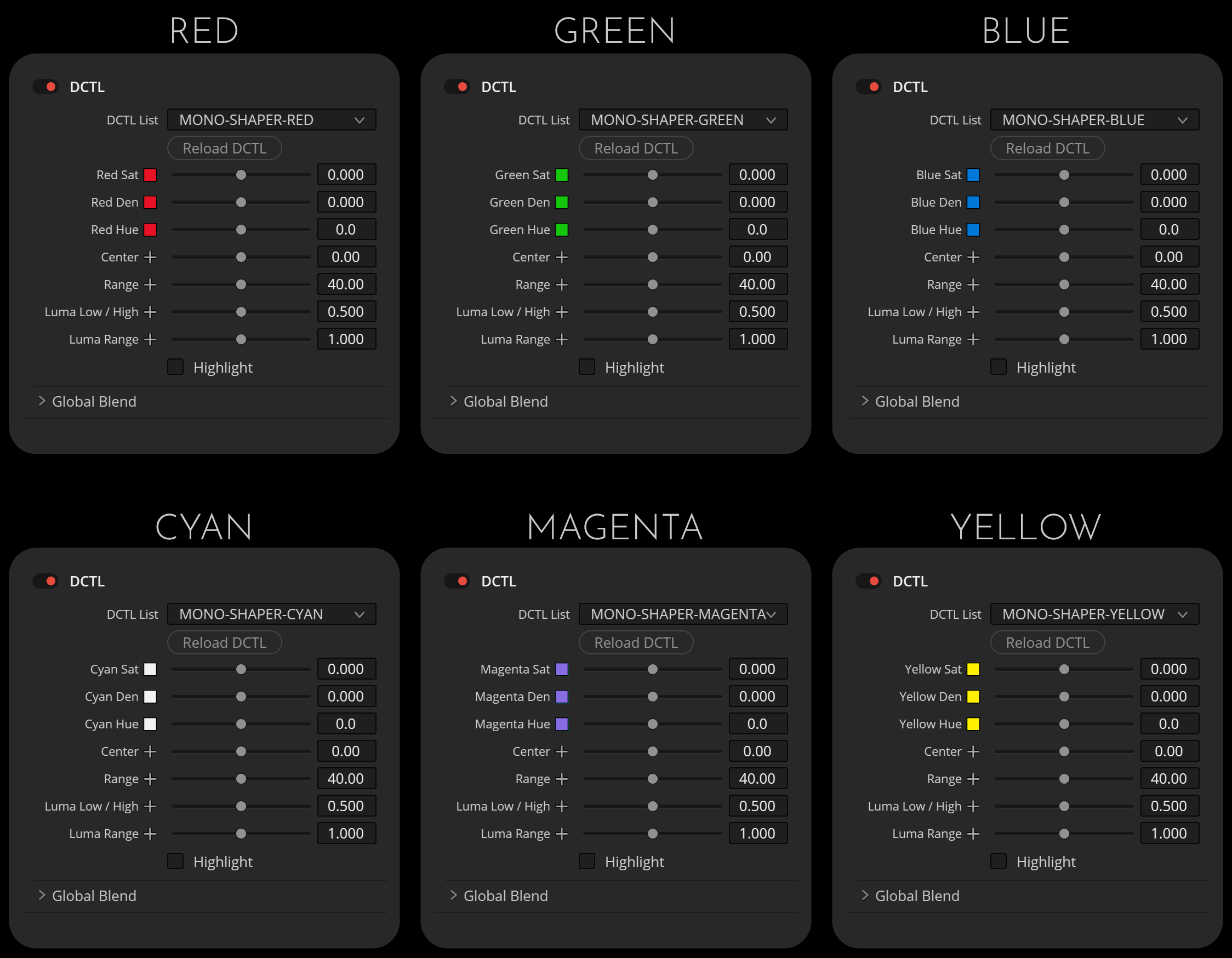 达芬奇预设：精确色彩调整DCTL调色节点预设 MonoNodes – Color Shaper v1.1 for Davinci Resolve-1