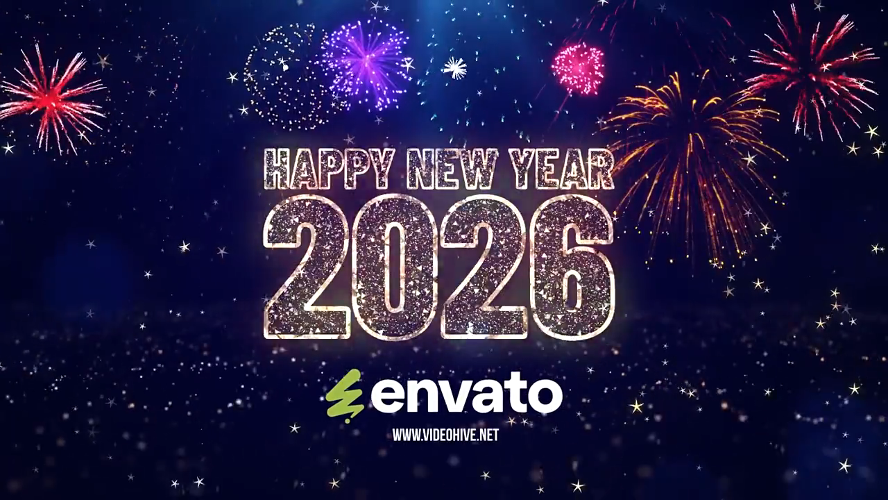 AE模板-2026新年快乐烟花爆炸粒子片头LOGO动画-1