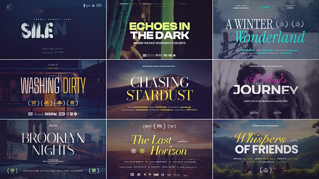 AE模板-100组高级质感文字标题响应式设计动画+出入动画 Cinematic Titles100-1