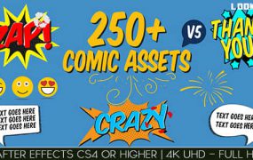 AE模板-250个动漫卡通标题气泡表情爆炸能量电流MG动画V5