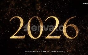 AE模板-2026新年金色粒子60秒数字倒计时动画片头