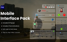 AE/PR模板-手机界面元素+UI弹窗控件动画4K模板