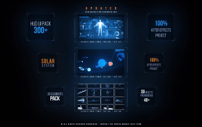 AE模板-300+个未来科技感动画包V2 HUD面板+3D元素