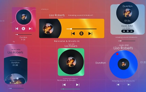 AE模板-6组精美简洁音乐播放器元素动画Music Widget
