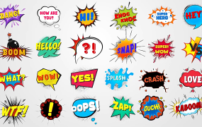 AE模板-26组卡通动漫综艺花字对话框气泡文字标题动画