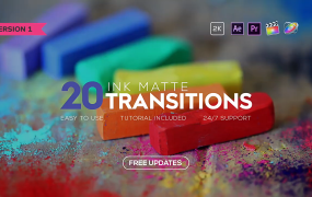 【视频素材+FCPX插件】20个彩色水墨转场4K遮罩过渡转场动画 INK Transitions