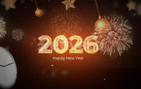 AE模板-2026新年数字倒计时开场片头烟花动画